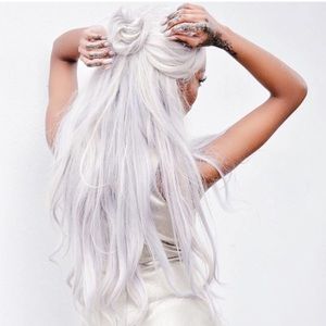 Grayish Long Straight Lace Front Wig